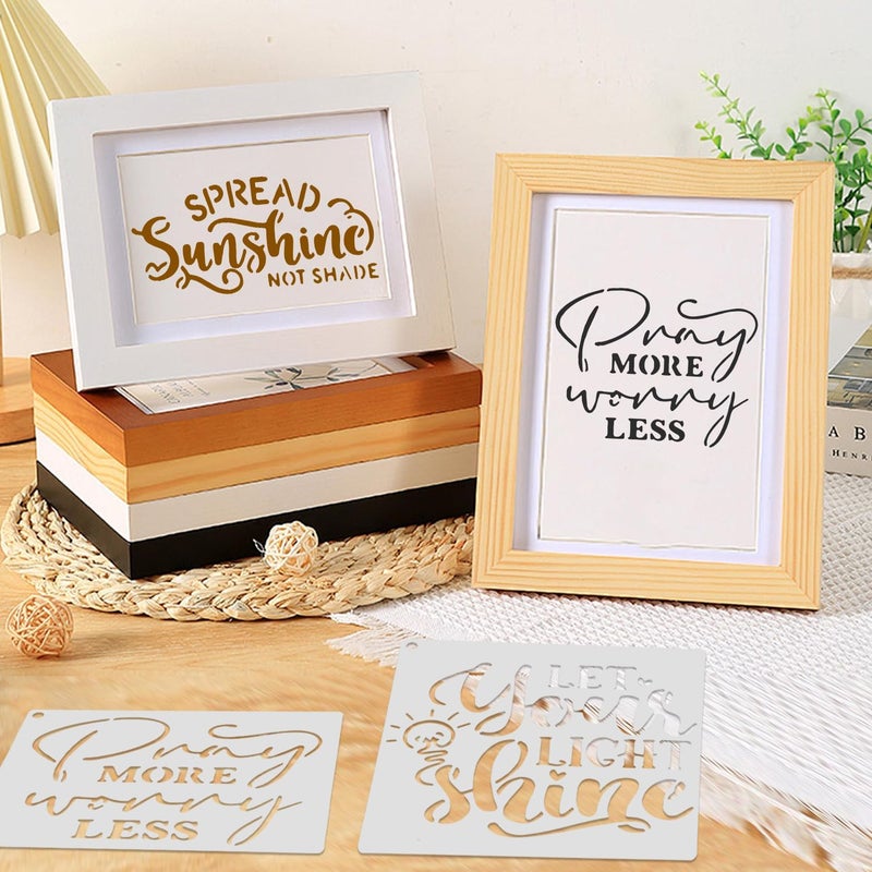 Resflyar 20 PCS Artistic Word Stencils, 4 Inch Inspirational Word Reusable Plastic Paint Templates, Quote Phrase Sayings Stencils Set for Painting on Wood Wall Canvas Fabric Paper Home Sign Furniture Canvas - Image 5